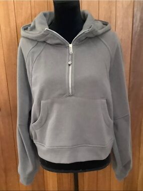 Women's Gray Half-Zip Hoodie Sweatshirt